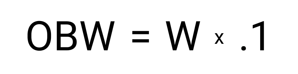 An image showing the formula for finding the safest weight of a weighted blanket for you.